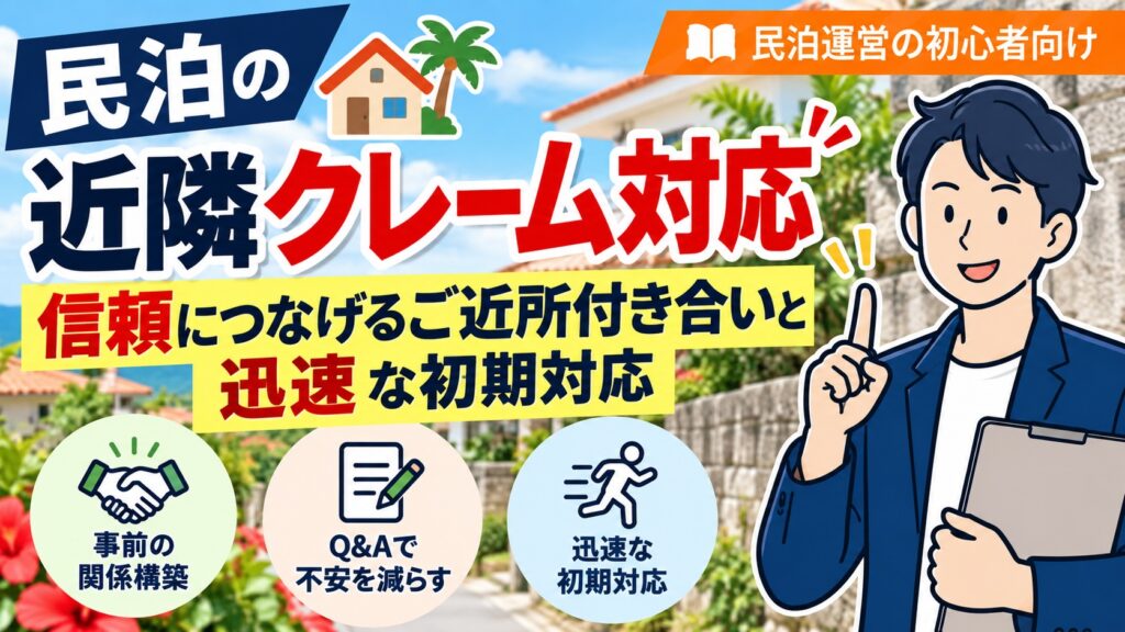 民泊の近隣クレーム対応｜信頼につなげるご近所付き合いと迅速な初期対応